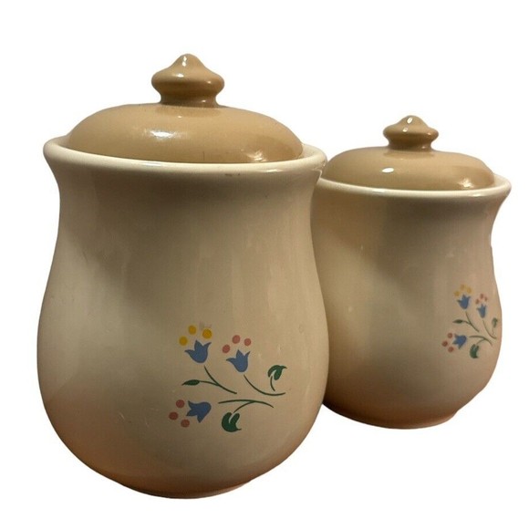 Saltera Vintage Floral Ceramic Kitchen Canisters Set - Grandmacore, Cottagecore - Picture 3 of 8